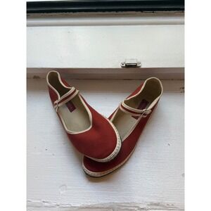 Vibi Venezia Red/Rust Mary Jane Flats Italian Shoes Women Size 38